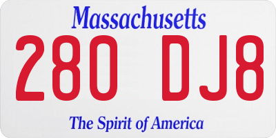 MA license plate 280DJ8