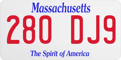 MA license plate 280DJ9