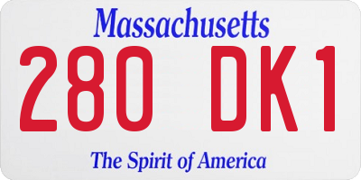 MA license plate 280DK1