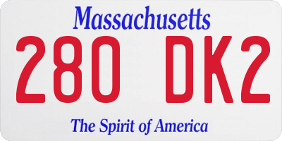 MA license plate 280DK2