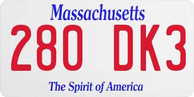 MA license plate 280DK3