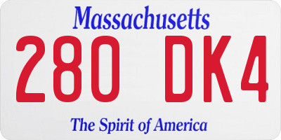 MA license plate 280DK4