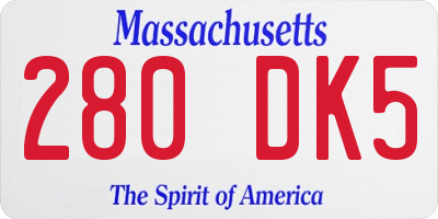 MA license plate 280DK5