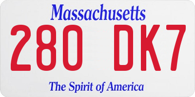 MA license plate 280DK7