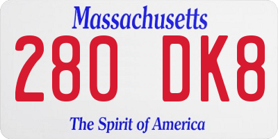 MA license plate 280DK8