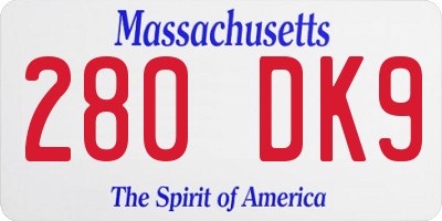 MA license plate 280DK9