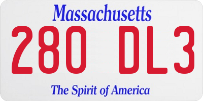 MA license plate 280DL3