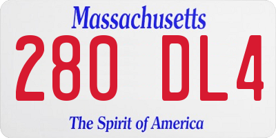 MA license plate 280DL4