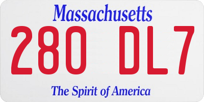 MA license plate 280DL7