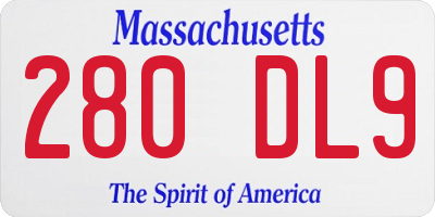 MA license plate 280DL9