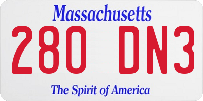 MA license plate 280DN3