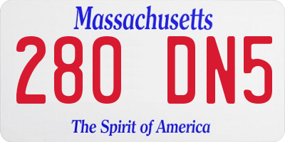 MA license plate 280DN5