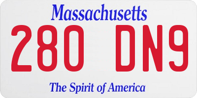 MA license plate 280DN9