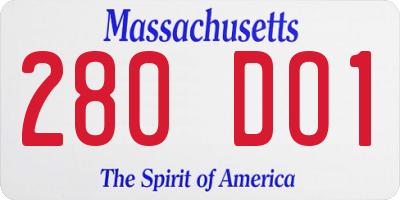 MA license plate 280DO1