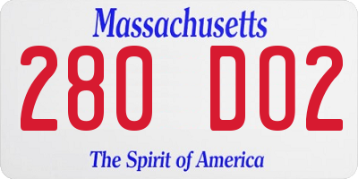 MA license plate 280DO2