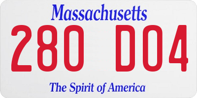 MA license plate 280DO4