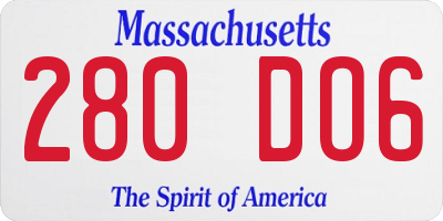 MA license plate 280DO6