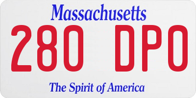 MA license plate 280DP0