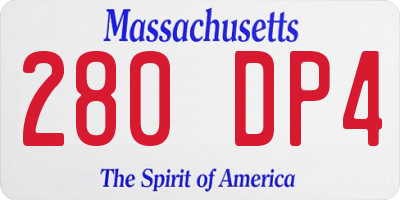 MA license plate 280DP4