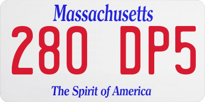 MA license plate 280DP5