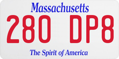 MA license plate 280DP8