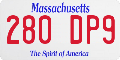 MA license plate 280DP9
