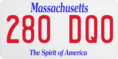 MA license plate 280DQ0
