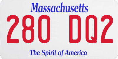 MA license plate 280DQ2