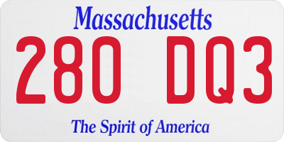 MA license plate 280DQ3