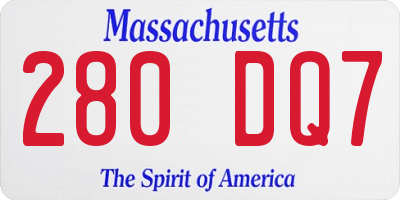 MA license plate 280DQ7