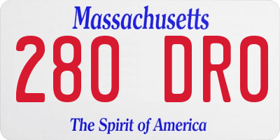 MA license plate 280DR0