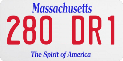 MA license plate 280DR1