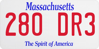 MA license plate 280DR3