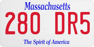 MA license plate 280DR5