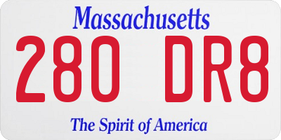 MA license plate 280DR8