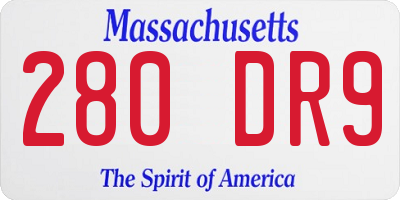 MA license plate 280DR9