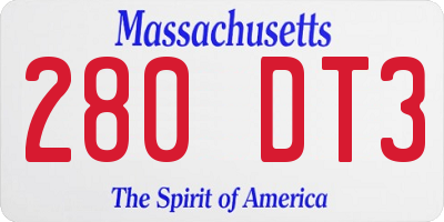 MA license plate 280DT3