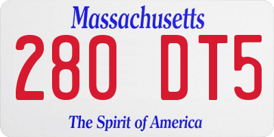 MA license plate 280DT5