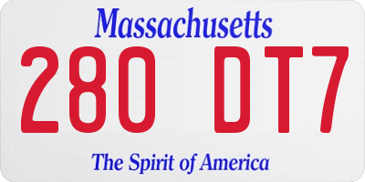 MA license plate 280DT7