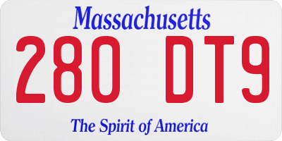 MA license plate 280DT9