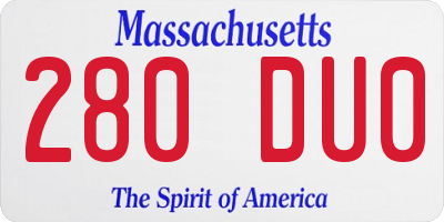 MA license plate 280DU0