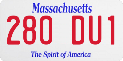 MA license plate 280DU1