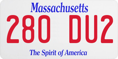 MA license plate 280DU2