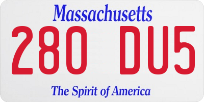 MA license plate 280DU5