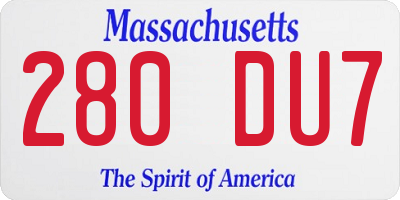 MA license plate 280DU7