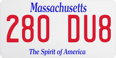 MA license plate 280DU8