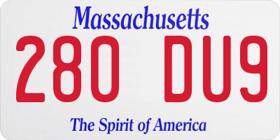 MA license plate 280DU9