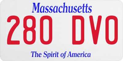 MA license plate 280DV0