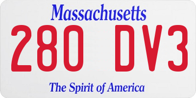 MA license plate 280DV3