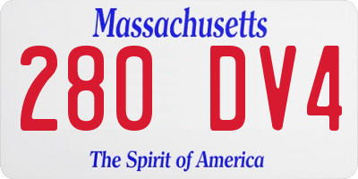 MA license plate 280DV4